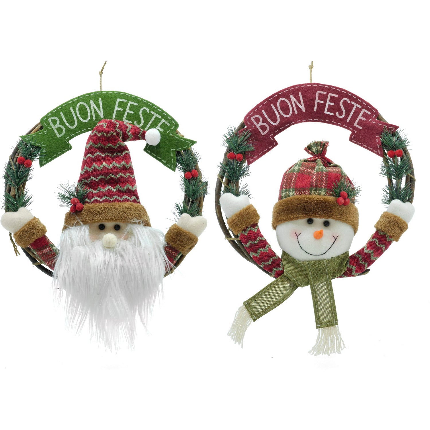 VESTIAMO CASA GRAN NATALE - Ghirlanda Appendino dietroporta con personaggi diametro 36cm - Decorazione natalizia